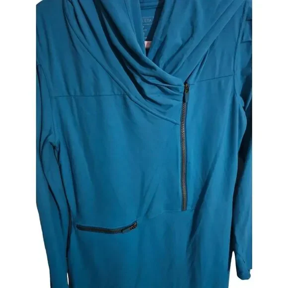 Athleta Teal Blue Hooded Athletic Dress, Top - Picture 4 of 8